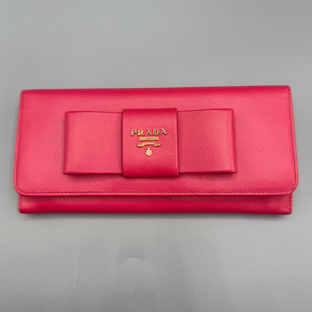 Authentic Prada Pink Peony Bow Wallet